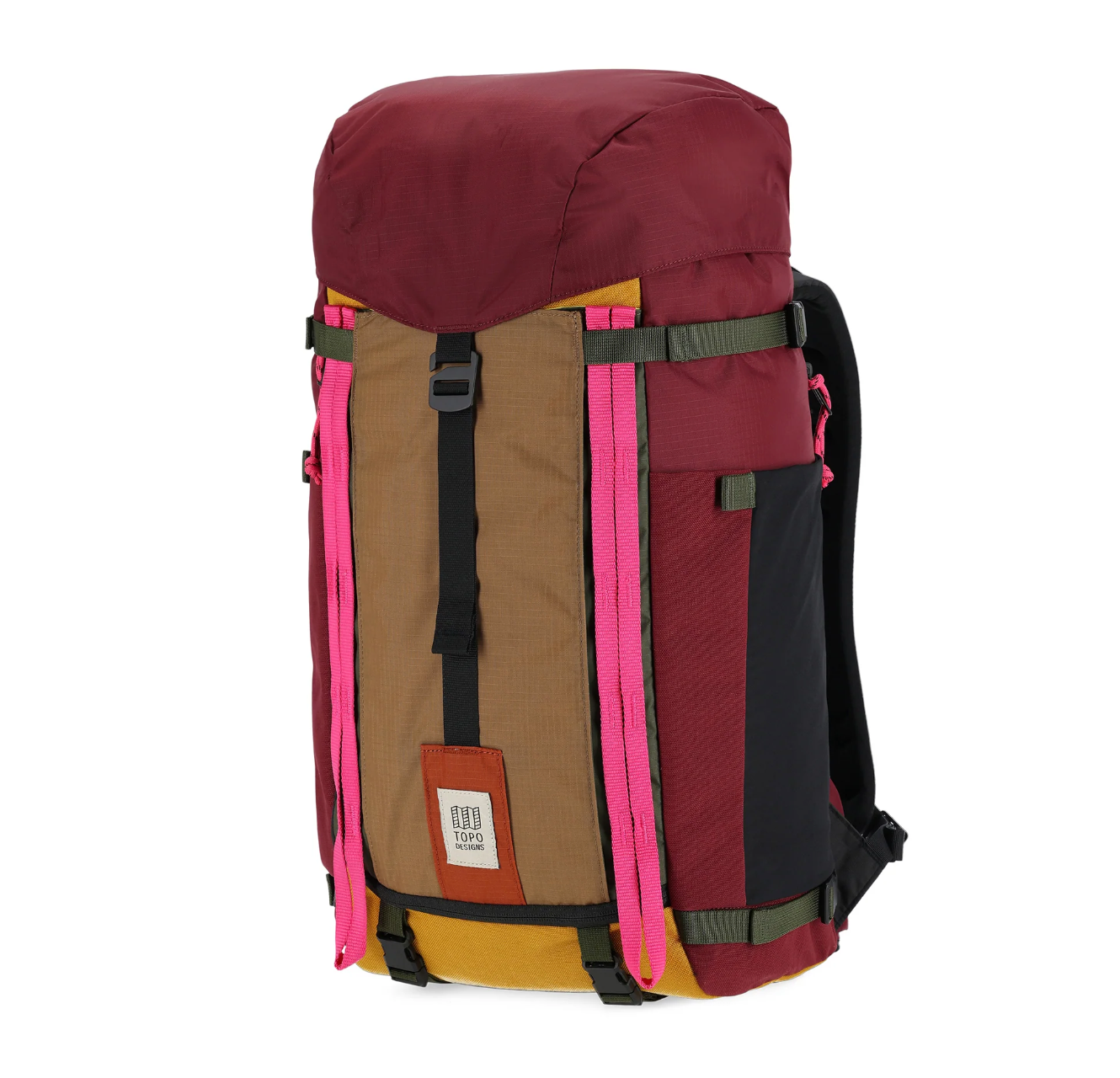 Topo Designs Mountain Pack - Burgundy/Dark Khaki - 28 L Topo Designs Mountain Pack - Burgundy/Dark Khaki - 28 L