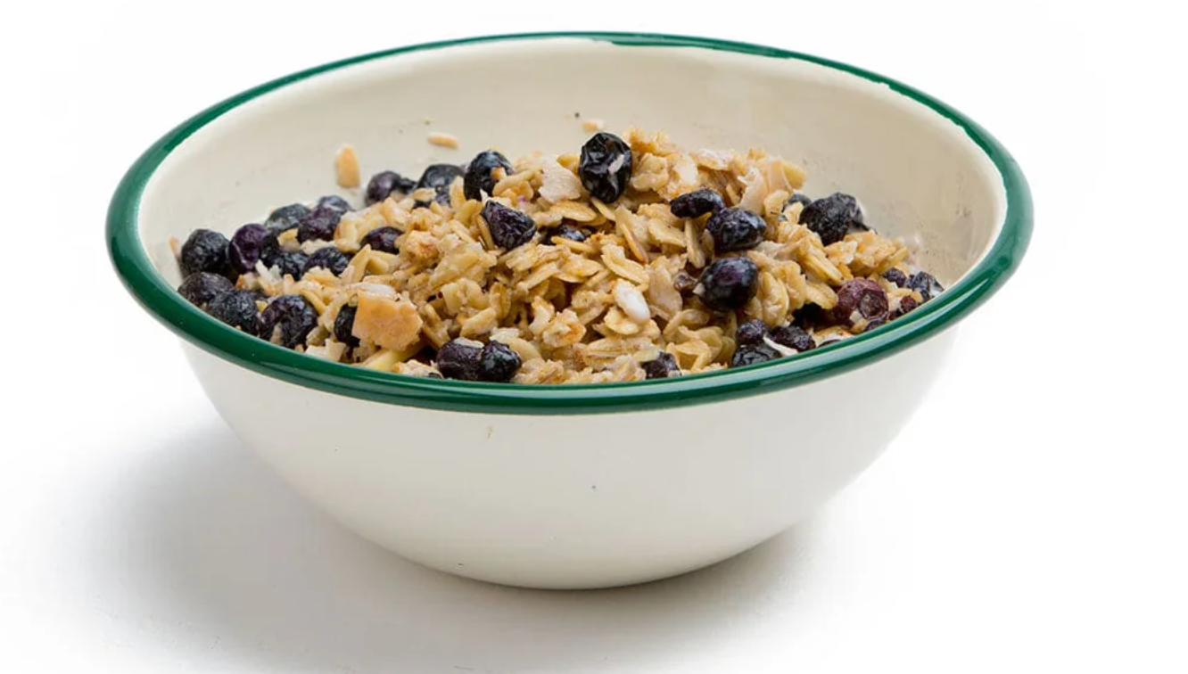 Granola with Blueberries, Almonds & Milk