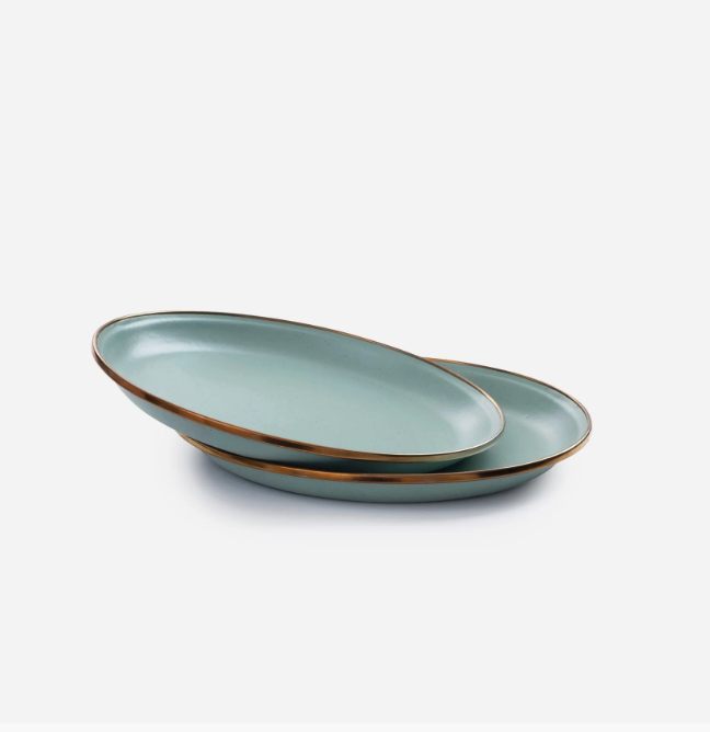 Enamel Salad Plate Set - Mint