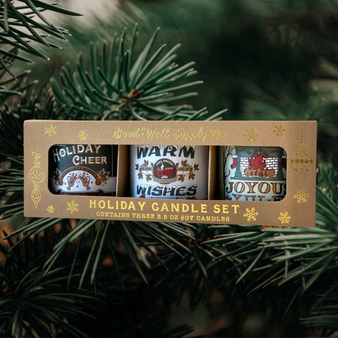 Seasons Greetings Holiday Mini Candle Gift Set